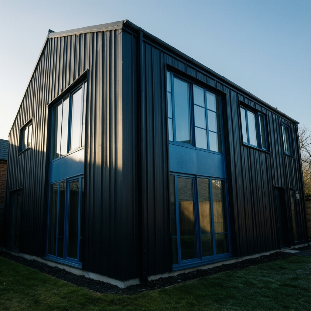 Woninguitbreiding met zwarte gevelbekleding